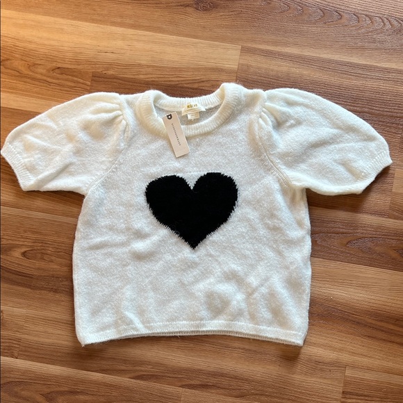 Maeve Anthropologie Puff Heart Sweater Tee Short Sleeve NEW - Picture 4 of 10